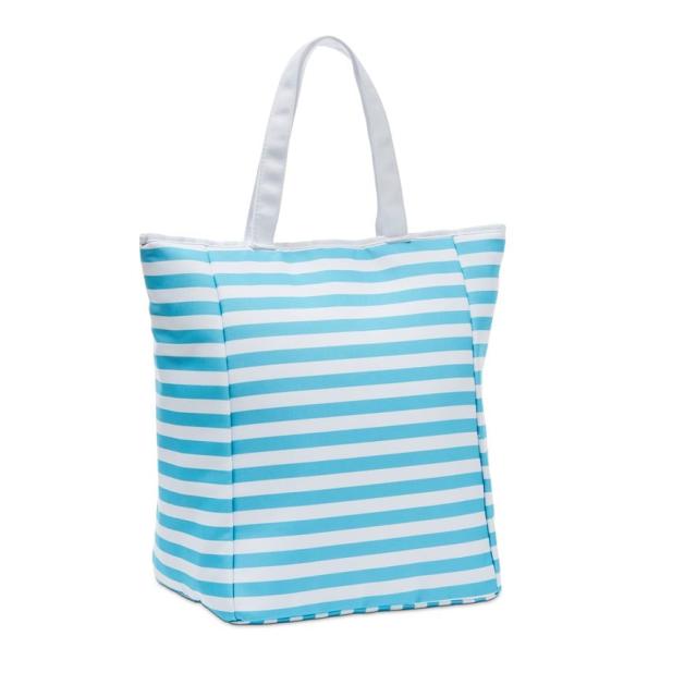 Beach Aqua Stripe Canvas Cooler Bag